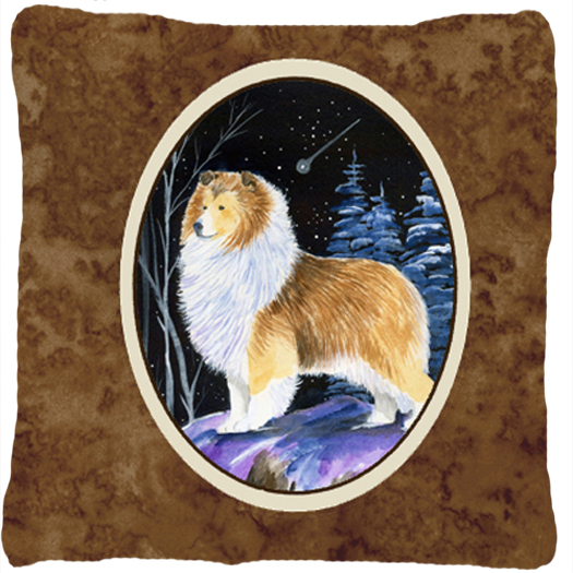 Starry Night Sheltie Decorative Indoor & Outdoor Fabric Pillow