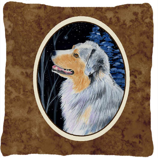 Starry Night Australian Shepherd Decorative Indoor & Outdoor Fabric Pillow
