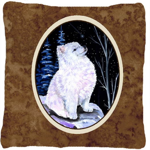 Starry Night American Eskimo Decorative Indoor & Outdoor Fabric Pillow