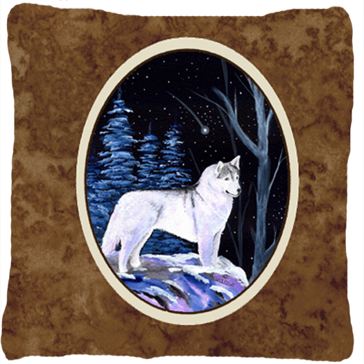 Starry Night Siberian Husky Decorative Indoor & Outdoor Fabric Pillow