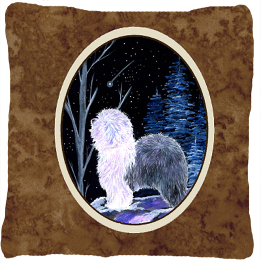 SS8401PW1414 Starry Night Old English Sheepdog Decorative Indoor & Outdoor Fabric Pillow