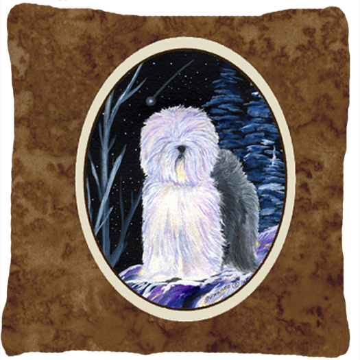 SS8406PW1414 Starry Night Old English Sheepdog Decorative Indoor & Outdoor Fabric Pillow