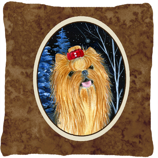 Starry Night Yorkie Decorative Indoor & Outdoor Fabric Pillow