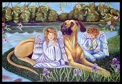 Angels with Great Dane Indoor Outdoor Mat