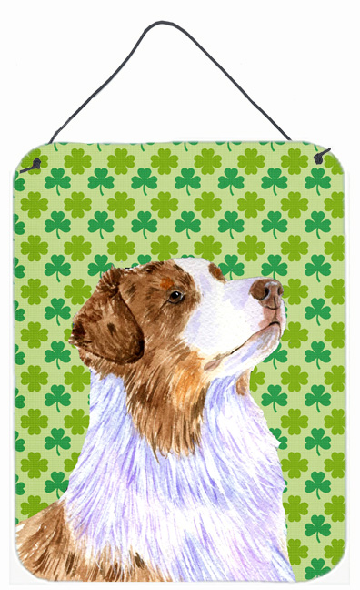 LH9183DS1216 Australian Shepherd St. Patricks Day Shamrock Aluminium Metal Wall Or Door Hanging Prints