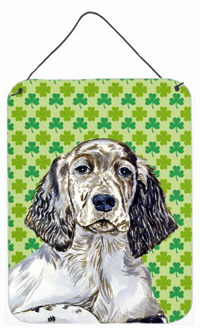 LH9187DS1216 English Setter St. Patricks Day Shamrock Portrait Aluminium Metal Wall Or Door Hanging Prints