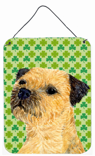 LH9188DS1216 Border Terrier St. Patricks Day Shamrock Portrait Aluminium Metal Wall Or Door Hanging Prints