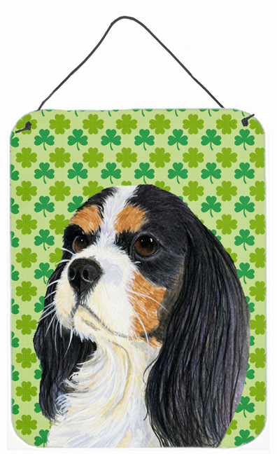 LH9189DS1216 Cavalier Spaniel St. Patricks Day Shamrock Aluminium Metal Wall Or Door Hanging Prints