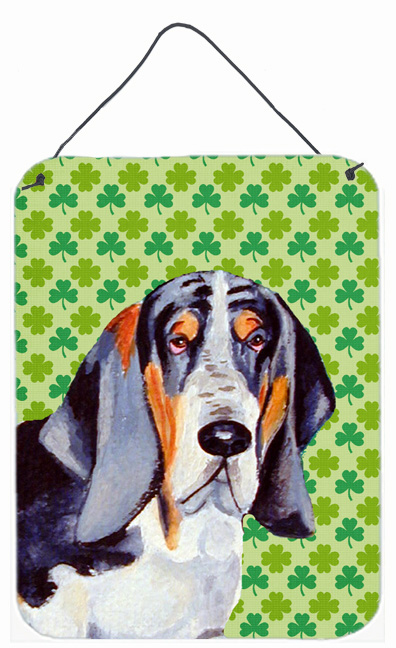 LH9192DS1216 Basset Hound St. Patricks Day Shamrock Portrait Aluminium Metal Wall Or Door Hanging Prints
