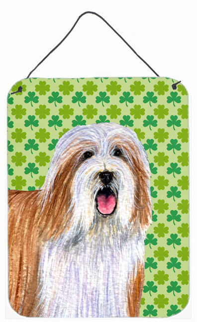 LH9195DS1216 Bearded Collie St. Patricks Day Shamrock Portrait Aluminium Metal Wall Or Door Hanging Prints