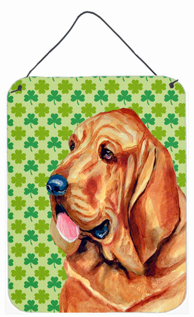Bloodhound St. Patrick's Day Shamrock Portrait Aluminium Metal Wall Or Door Hanging Prints