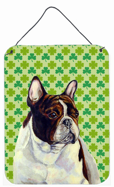 LH9202DS1216 French Bulldog St. Patricks Day Shamrock Portrait Aluminium Metal Wall Or Door Hanging Prints