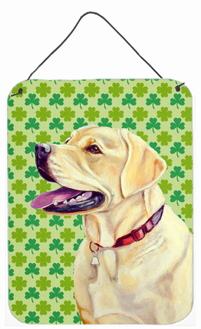 LH9203DS1216 Labrador St. Patricks Day Shamrock Portrait Aluminium Metal Wall Or Door Hanging Prints