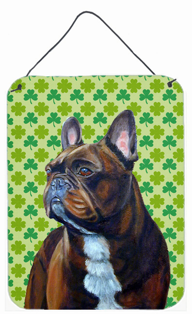 LH9205DS1216 French Bulldog St. Patricks Day Shamrock Portrait Aluminium Metal Wall Or Door Hanging Prints