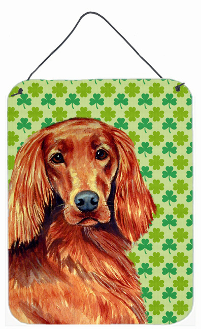 LH9209DS1216 Irish Setter St. Patricks Day Shamrock Portrait Aluminium Metal Wall Or Door Hanging Prints