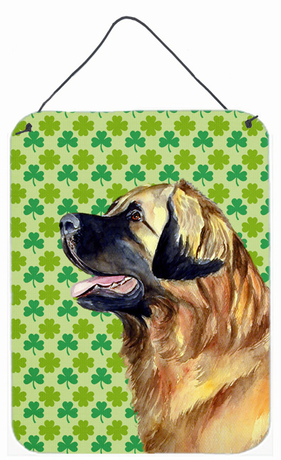 LH9213DS1216 Leonberger St. Patricks Day Shamrock Portrait Aluminium Metal Wall Or Door Hanging Prints