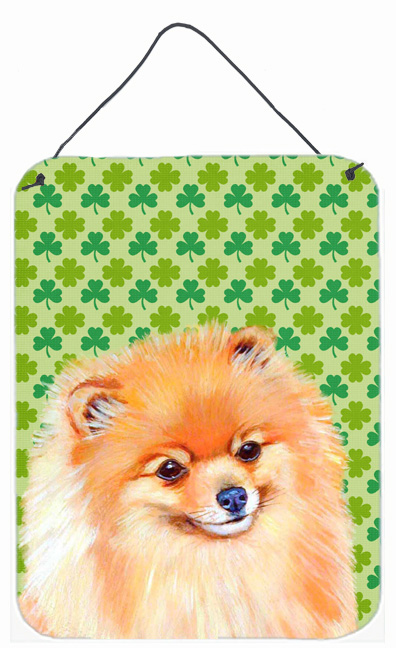 LH9215DS1216 Pomeranian St. Patricks Day Shamrock Portrait Aluminium Metal Wall Or Door Hanging Prints