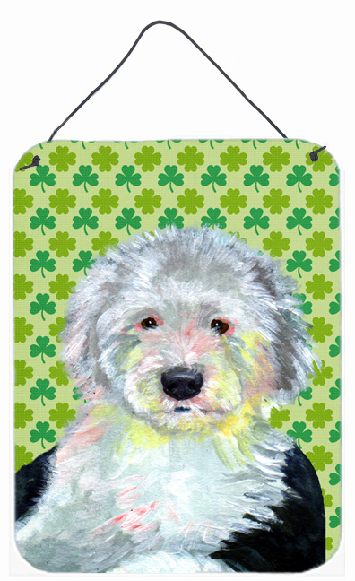 LH9216DS1216 Old English Sheepdog St. Patricks Day Shamrock Aluminium Metal Wall Or Door Hanging Prints