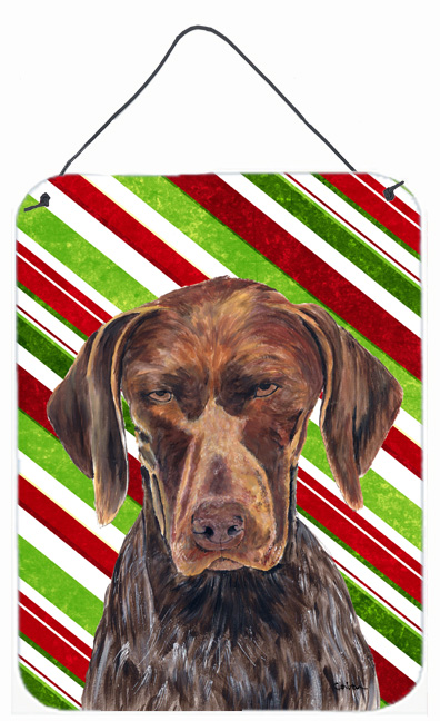 SC9355DS1216 German Shorthaired Pointer Candy Cane Christmas Aluminium Metal Wall Or Door Hanging Prints