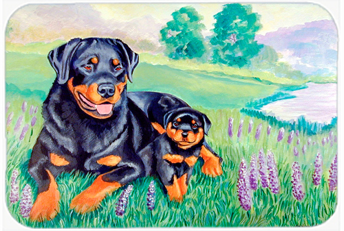 Picture of Carolines Treasures 7141LCB 15 x 12 in. Rottweiler Glass Cutting Board - Large