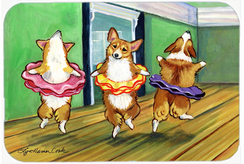 Picture of Carolines Treasures 7276LCB 15 x 12 in. Little Ballerina Corgi Glass Cutting Board - Large