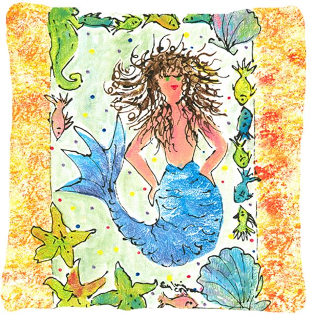Carolines Treasures 8082PW1414 14 x 14 in. Mermaid Decorative Fabric Pillow
