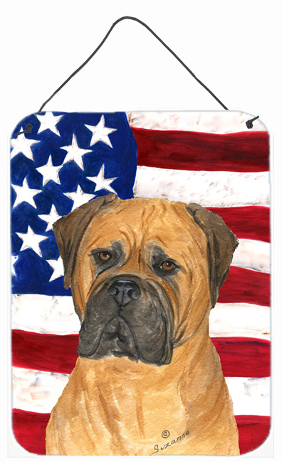 USA American Flag with Bullmastiff Aluminium Metal Wall Or Door Hanging Prints