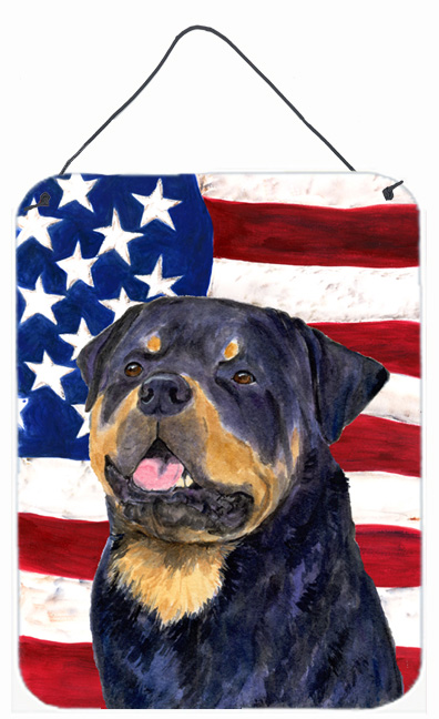 SS4009DS1216 USA American Flag with Rottweiler Aluminium Metal Wall Or Door Hanging Prints