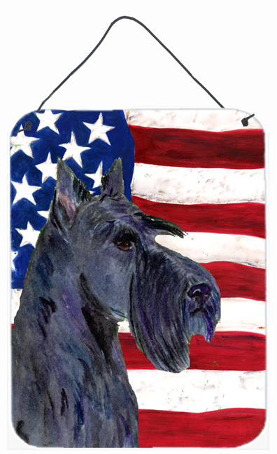 SS4014DS1216 USA American Flag with Scottish Terrier Aluminium Metal Wall Or Door Hanging Prints