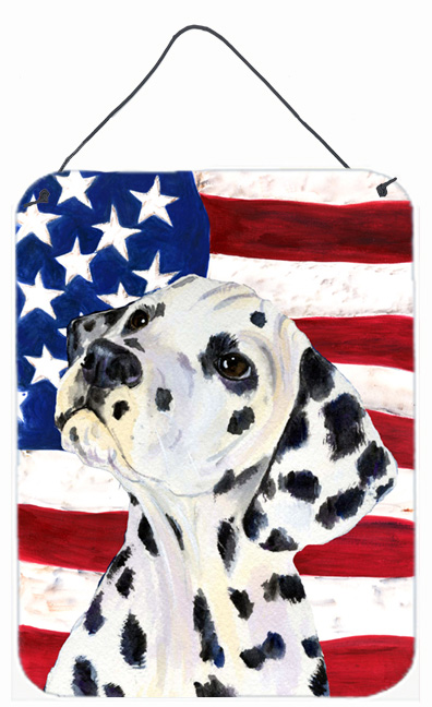 SS4018DS1216 USA American Flag with Dalmatian Aluminium Metal Wall Or Door Hanging Prints