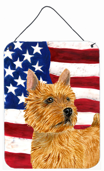 SS4026DS1216 USA American Flag with Norwich Terrier Aluminium Metal Wall Or Door Hanging Prints