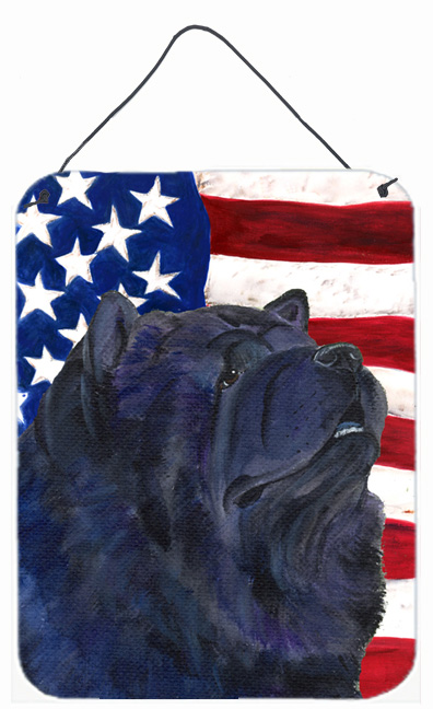 USA American Flag with Chow Chow Aluminium Metal Wall Or Door Hanging Prints