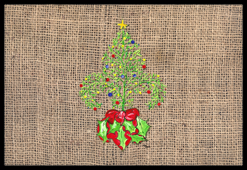 Christmas Tree Fleur de lis Indoor Or Outdoor Mat - 18 x 27 in.