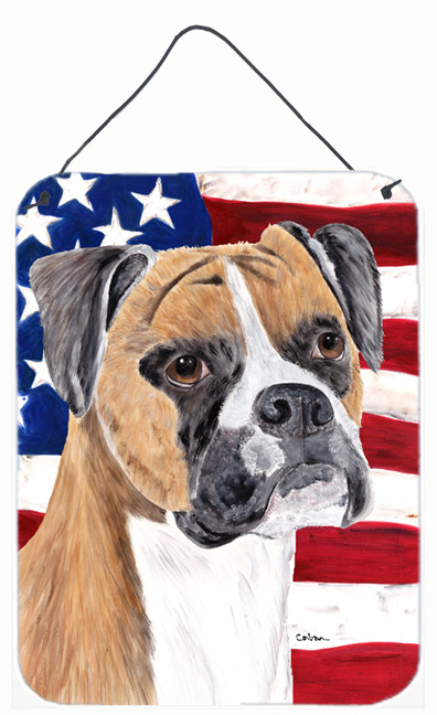 USA American Flag with Boxer Aluminium Metal Wall Or Door Hanging Prints