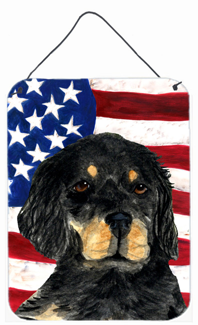 SS4042DS1216 USA American Flag with Gordon Setter Aluminium Metal Wall Or Door Hanging Prints
