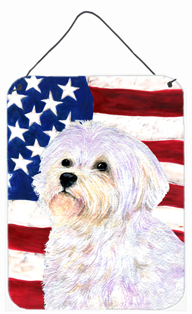SS4043DS1216 USA American Flag with Maltese Aluminium Metal Wall Or Door Hanging Prints