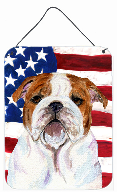 USA American Flag with Bulldog English Aluminium Metal Wall Or Door Hanging Prints