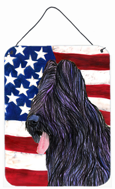 SS4052DS1216 USA American Flag with Briard Aluminium Metal Wall Or Door Hanging Prints