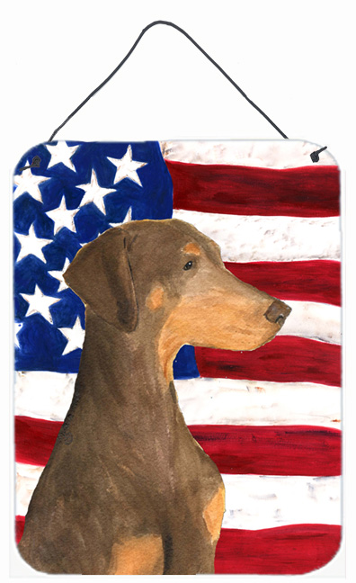 USA American Flag with Doberman Aluminium Metal Wall Or Door Hanging Prints
