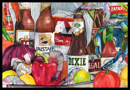 Picture of Carolines Treasures 1017MAT New Orleans Beers and Spices Indoor Or Outdoor Mat - 18 x 27 in.