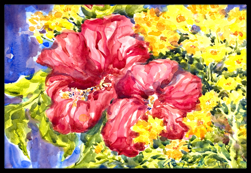 Picture of Carolines Treasures 6056MAT Flower - Hibiscus Indoor Or Outdoor Mat - 18 x 27 in.