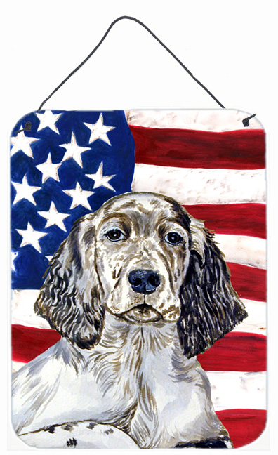 LH9022DS1216 12 x 16 in. USA American Flag With English Setter Aluminum Metal Wall & Door Hanging Prints