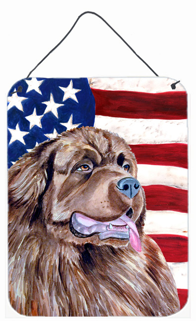 LH9024DS1216 12 x 16 in. USA American Flag With Newfoundland Aluminum Metal Wall & Door Hanging Prints