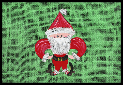 Christmas Santa Fleur De Lis Indoor & Outdoor Doormat
