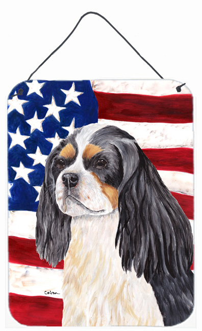 USA American Flag With Cavalier Spaniel Aluminum Metal Wall & Door Hanging Prints
