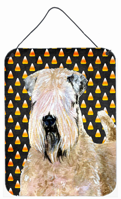 SS4281DS1216 12 x 16 in. Wheaten Terrier Soft Coated Candy Corn Halloween Aluminum Metal Wall & Door Hanging Prints