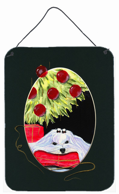 Christmas Tree With Maltese Aluminum Metal Wall & Door Hanging Prints