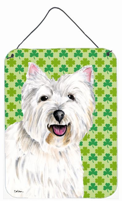 Westie St. Patricks Day Shamrock Portrait Aluminum Metal Wall & Door Hanging Prints