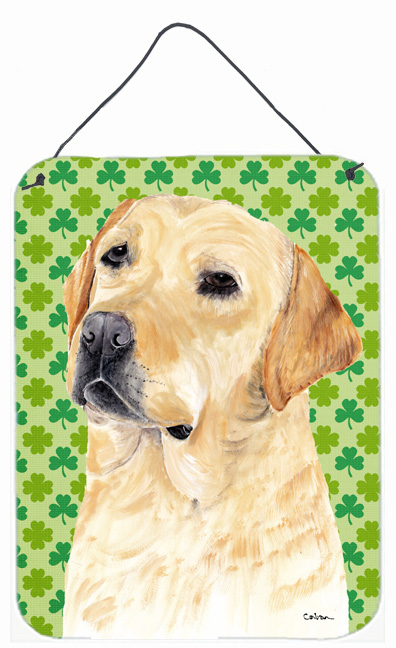 Labrador Yellow St. Patricks Day Shamrock Portrait Aluminum Metal Wall & Door Hanging Prints