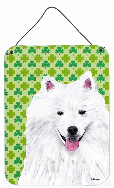 American Eskimo St. Patricks Day Shamrock Portrait Aluminum Metal Wall & Door Hanging Prints